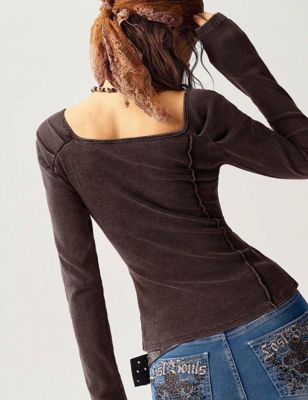 Brown long sleeve shirt with buttons