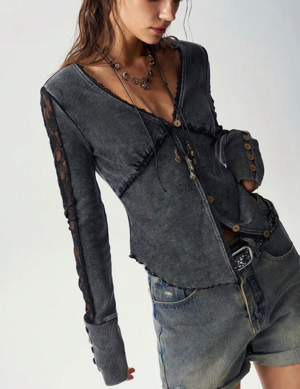 Long sleeve shirt with lace
