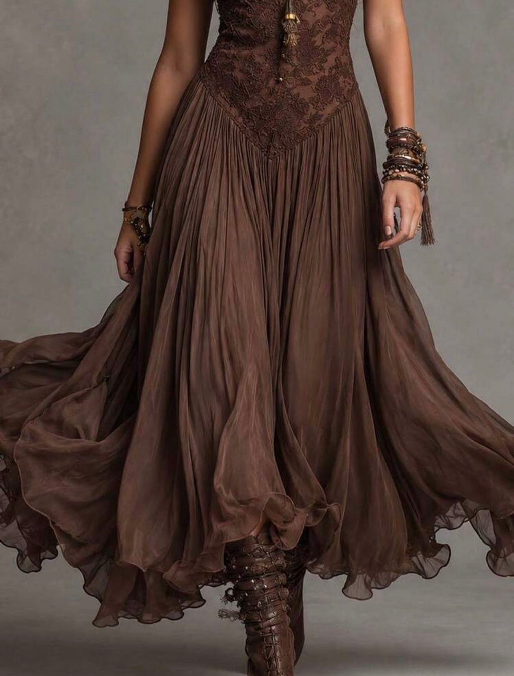 Gorgeous brown dress with lace