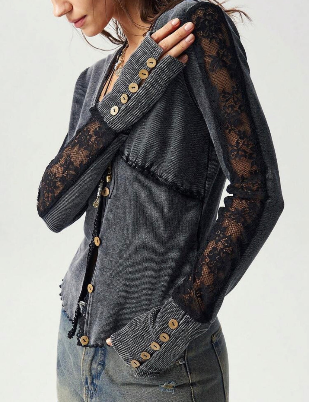 Long sleeve shirt with lace